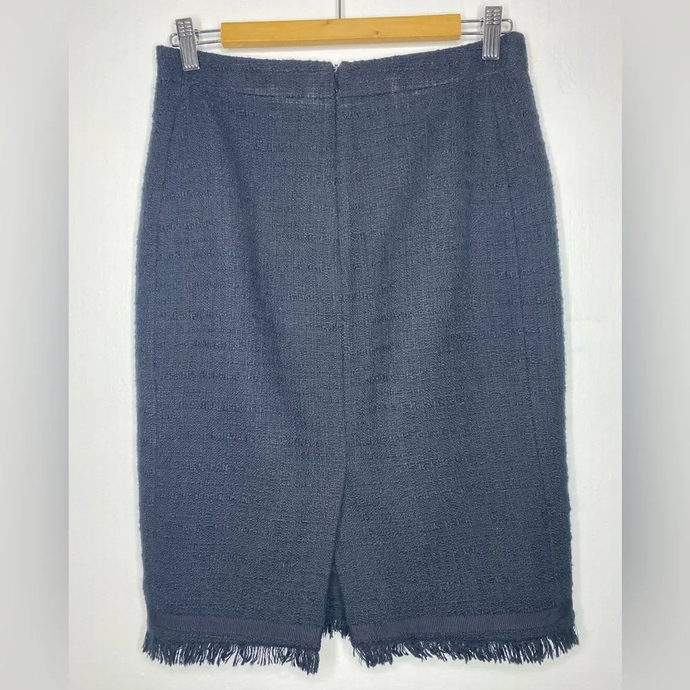 J. Crew Tweed Pencil Skirt with Fringe hem Size 6 Office Career wear